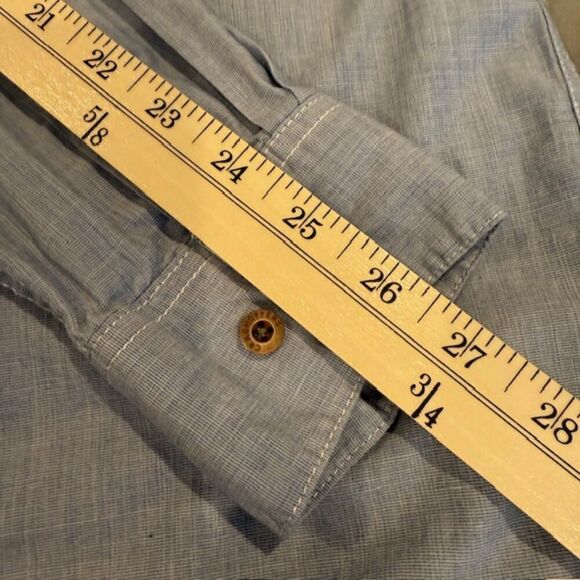 Craghoppers Blue Chambray Linen Look Cotton Button Front Shirt Roll Cuff Size XL - Picture 13 of 14